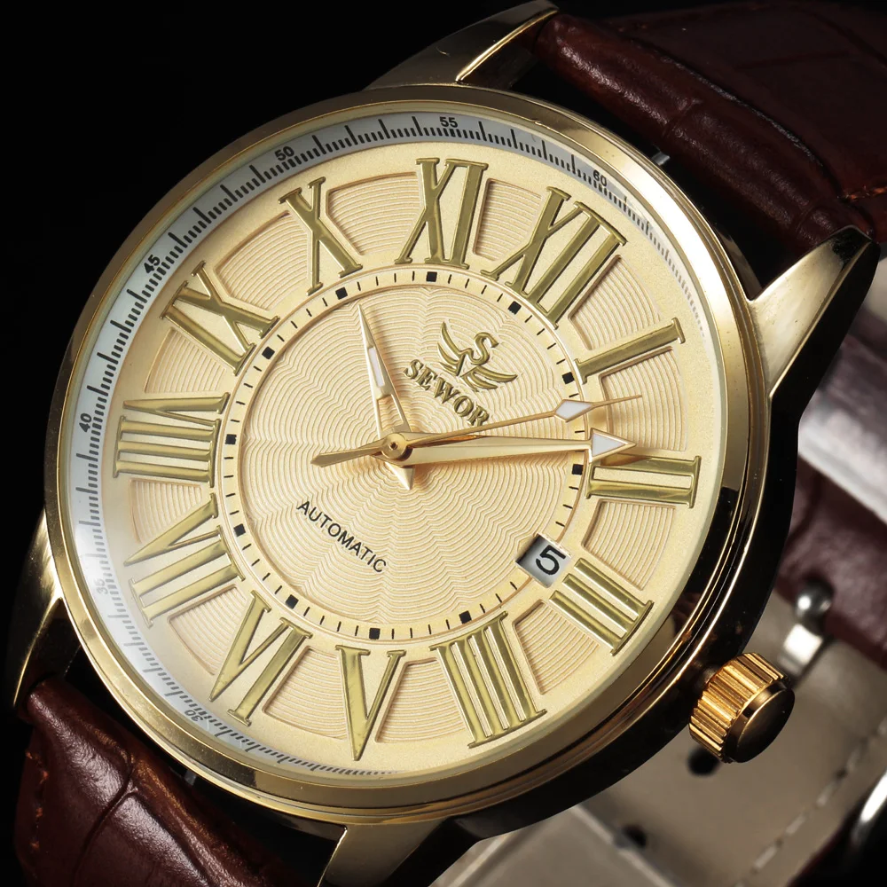 2016 new fashion SEWOR brand design business calendar clock men male automatic mechanical self wind leather wrist dress watch 51 2016 new fashion SEWOR brand design business calendar clock men male automatic mechanical self wind leather wrist dress watch
