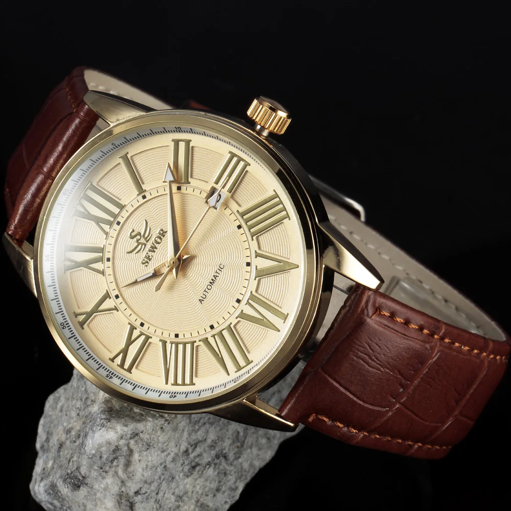 2016 new fashion SEWOR brand design business calendar clock men male automatic mechanical self wind leather wrist dress watch 50 2016 new fashion SEWOR brand design business calendar clock men male automatic mechanical self wind leather wrist dress watch