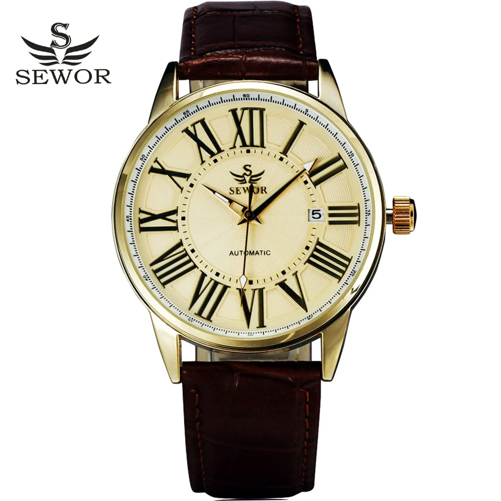 2016 new fashion SEWOR brand design business calendar clock men male automatic mechanical self wind leather wrist dress watch 48 2016 new fashion SEWOR brand design business calendar clock men male automatic mechanical self wind leather wrist dress watch