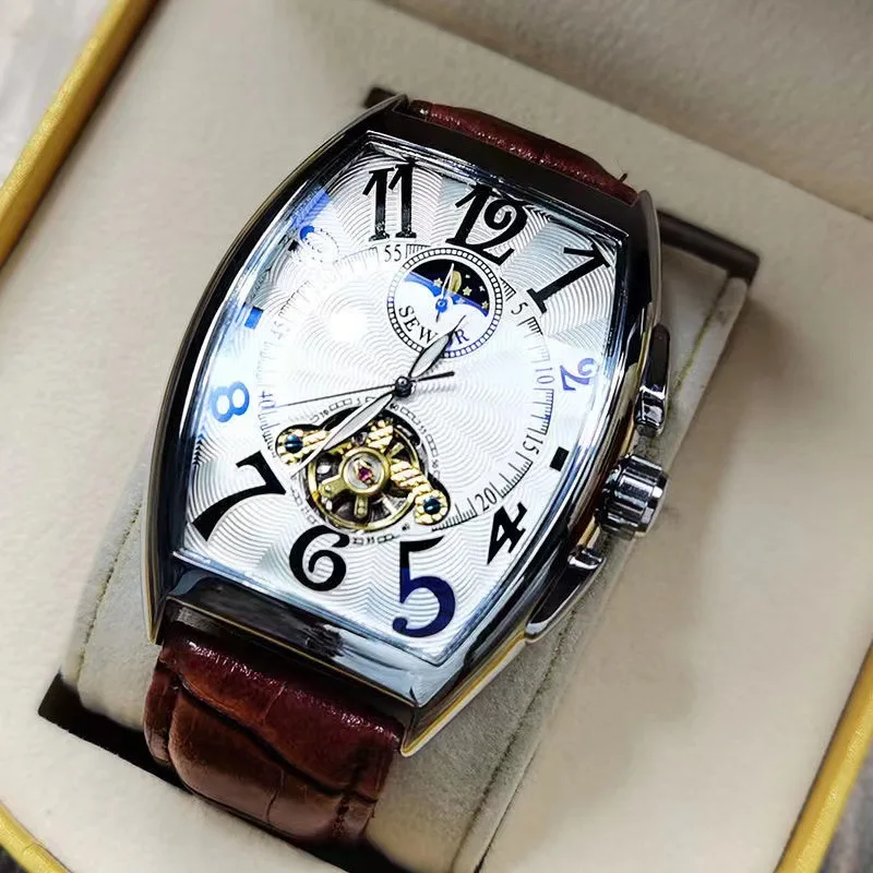 SEWOR Mechanical Watch Gold Tourbillon Moon Phase Automatic 60 SEWOR Mechanical Watch Gold Tourbillon Moon Phase Automatic