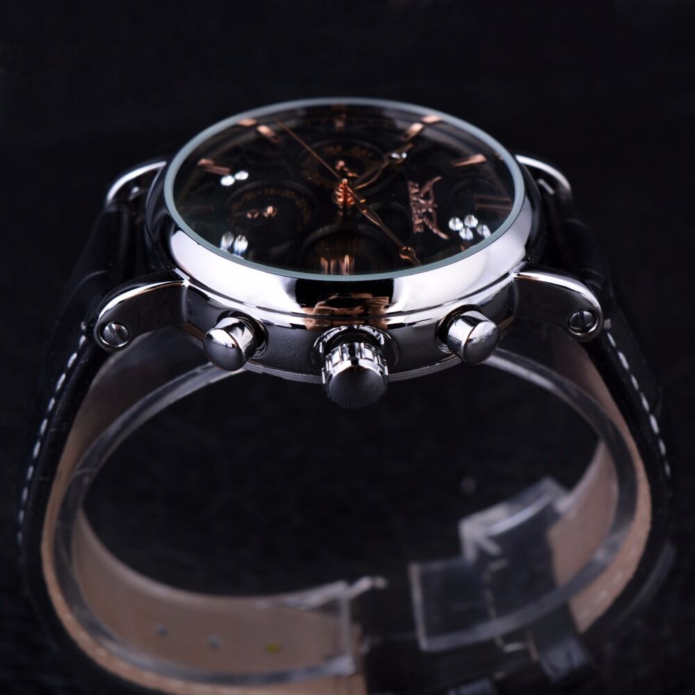 Jaragar Automatic Swirl Three Dial Black Men Watch 27 Jaragar Automatic Swirl Three Dial Black Men Watch