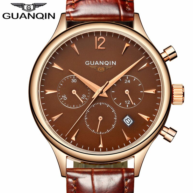 GUANQIN Men's Chronograph Leather Strap Quartz Watch 65 GUANQIN Men’s Chronograph Leather Strap Quartz Watch