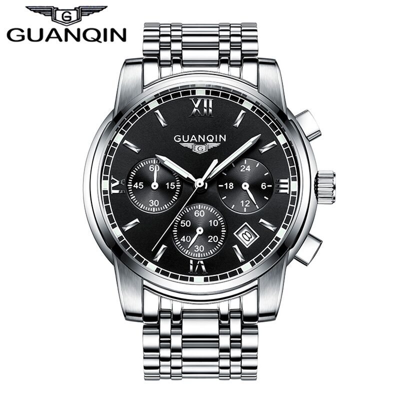 GUANQIN Stainless Steel Waterproof Luminous Men Watch 24 GUANQIN Stainless Steel Waterproof Luminous Men Watch