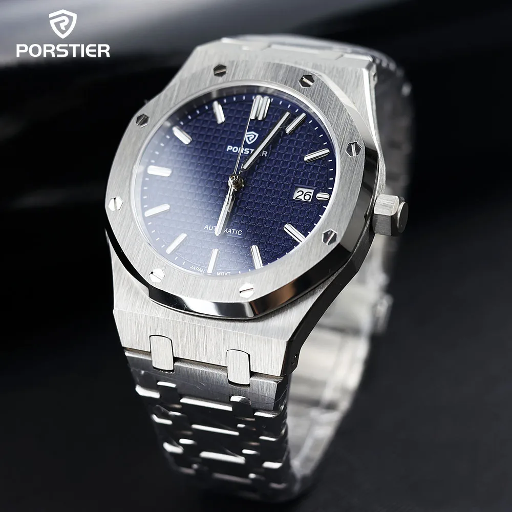 New PORSTIER Luxury 41mm NH35 Automatic Watch for men Mechanical Watches Luminous Dial Sapphier Staniless steel Waterproof Clock 51 New PORSTIER Luxury 41mm NH35 Automatic Watch for men Mechanical Watches Luminous Dial Sapphier Staniless steel Waterproof Clock