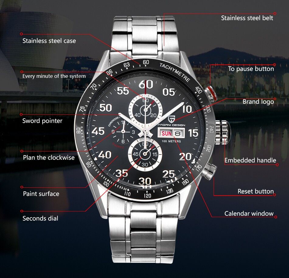 PAGANI DESIGN パガーニ デザインクロノグラフ CX-2513A Pagani Design Steel Chrono Watch - Watch Etc.